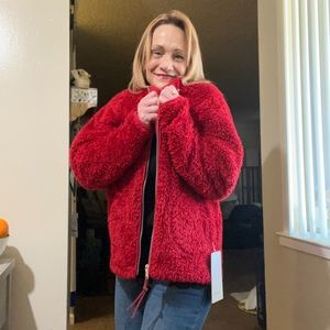 Lululemon LS Red “Oh Be Sherpa” ZipUp Jacket/Coat (8) Brand New W/Tag Gorgeous!